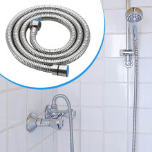 Manguera de ducha de acero inoxidable de 1/2" – Antitorceduras, resistente a la corrosión, con soporte de pared – Compatible con accesorios