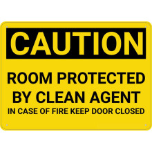 Placa de parede "Cuidado: Sala protegida por agente de limpeza - Mantenha a porta fechada", impressa com UV, resistente à ferrugem, para