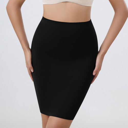 High-Waist Seamless Tummy Control Half Slip Black M