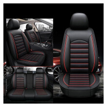 Waterproof PU Leather Car Seat Covers for Hyundai Santa Fe 20182023, Breathable Full Set Black Red