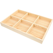 Wood Jewelry Tray Display Organizer 6 Grids