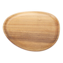 Walnut Wood Japanese Style Dinner Plate – 26x21cm, Unique Modern Design, Premium Polished Finish, Reusable for Dessert, Fruit & Snacks