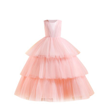 Girls sleeveless tulle party dress with bow accents