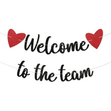 Welcome to the Team Banner - New Employee Team Member Colleage Staff Boss Welcome Banner, Welcome Sign For Office Party Black Glitter