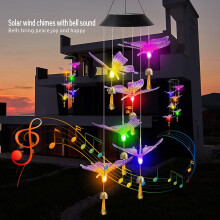 Decoration New Outdoor Solar Wind Chime Light LED Colorful Gradient EVA Ball Courtyard Wind Chime Clearance Under $5