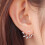 Women Rhinestone Ear Studs Rose Gold 1 Pair 1