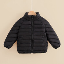 Gutter Jente Vinterjakke 2-12 år Ensfarget Glidelås Hetteløs Polyester Vattert Kåpe Varm Lettvekt 310g