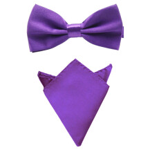 10 Sets Men Satin Solid Bowtie Bow Tie Handkerchief Pocket Square Hanky Set