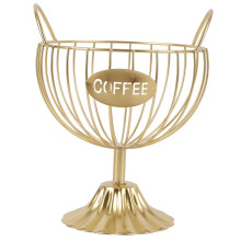 Iron Coffee Pod Holder – 25-delt guld kapselkurv med vægtet base, holdbar lakeret finish, elegant køkken- og kontororganisator