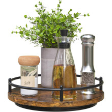 9" Rotating Wooden Lazy Susan Spice Rack for Kitchen Countertop, Cabinet & Dining Table – Black