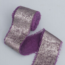 INS Torn-Edge Gold Foil Plush Silk Ribbon - Wedding Bouquet Tassel Streamer, Bow Decoration, Real Silk Fabric