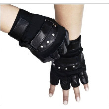 Men's Soft Sheep Leather Fingerless Driving Gloves Black