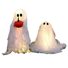 Lighted Sherpa Ghosts with Pumpkin – Spooky Halloween Decor for Indoor, Home, Party, Kitchen & Fireplace – Compatible with Halloween Themes