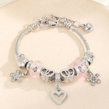 DIY Beaded Bracelet - Multifaceted Fashion Jewelry with Stainless Steel, Brass Alloy, and Rhinestones