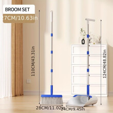 Set de mătură și făraș de uz casnic cu mâner lung – pentru casă, bucătărie, birou, curte, pentru întoarcerea la școală – compatibil