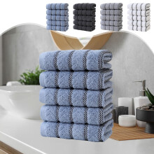 5-Pack Cotton Towels (29.13x13.38"), Soft Absorbent Bath/Beach Towels, Eco-Friendly, Multi-Purpose – White/Black/Blue/Green