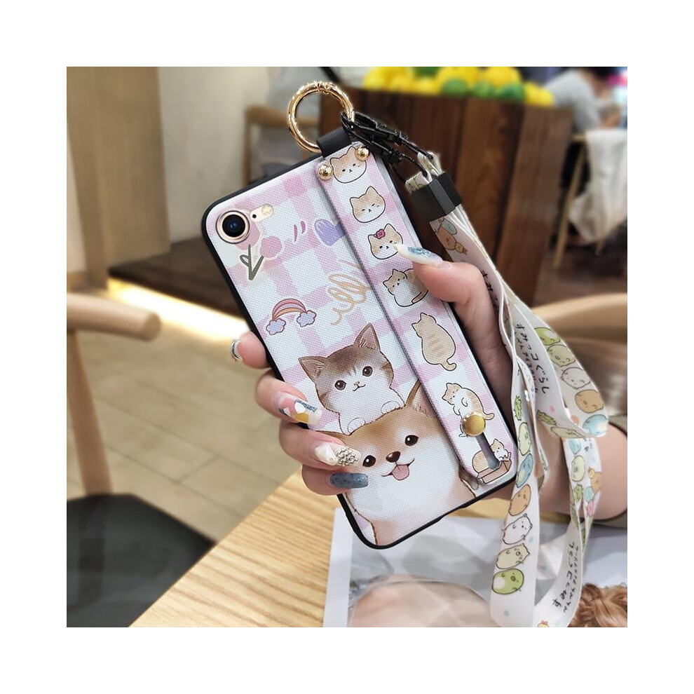 Cartoon Lanyard Phone Case Compatible With Iphone 7/8/Se 2020/Se2 Â Cute Silicone Waterproof Protective Cover With Wristband 9448483989091