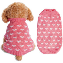 Knitted Dog Sweater Heart Design Warm Soft Pet Clothing