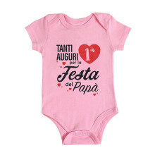 Kortærmet Romper-body med bogstaver, blød og behagelig stretch, pink, 6-9 måneder