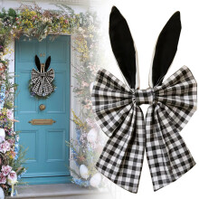 Easter Bow Black White Plaid Burlap 1 Pack