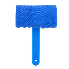 Rolă de vopsea cu aspect de lemn și mâner pentru decorarea pereților DIY, albastră