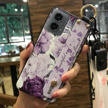 MOTO G 5G 2024 Phone Case – Soft Silicone with Wrist Strap, Flower Design, Waterproof, Dust-Resistant, Anti-Knock, Kickstand