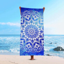 Mandala Flower Beach Towel Premium Fine Fiber 30x60in