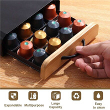 Wooden Handle Drawer Type Coffee Shelves 40 Pods Storage Stand Rack Coffee Capsules Holder for Organizer