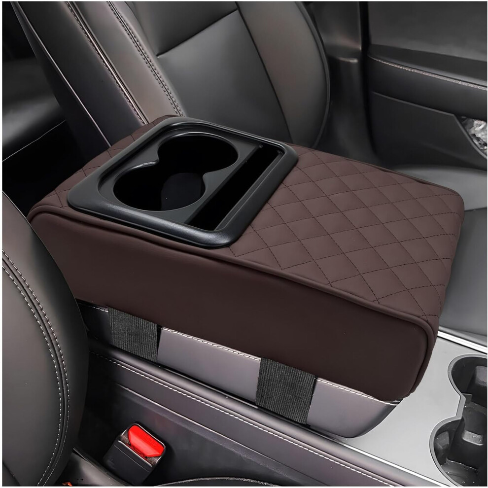 Memory Foam Car Armrest Pillow With Cup & Phone Holder, Waterproof Leather Cover Â Compatible With Most Vehicles 9448483990080