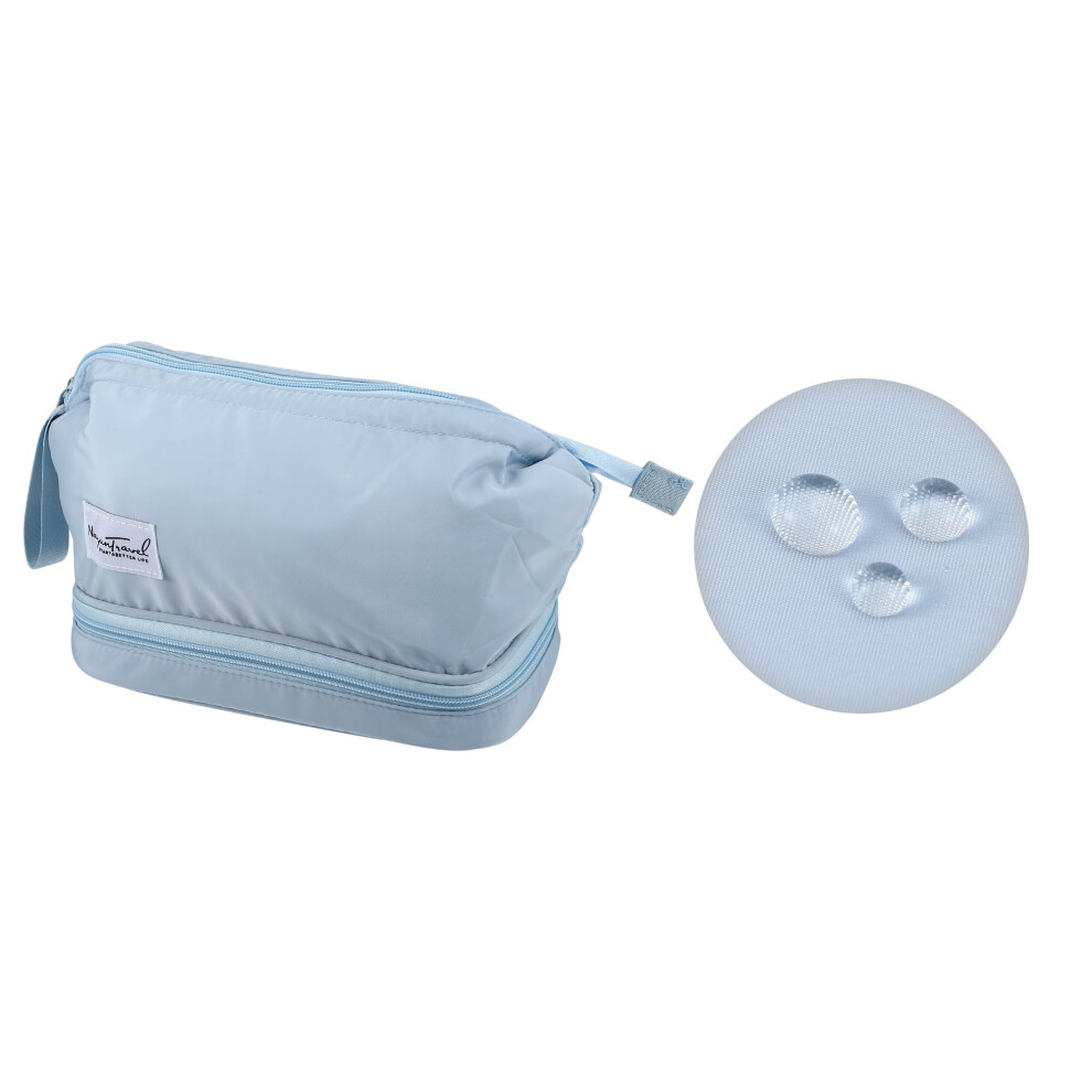 Makeup Bag Cosmetic Travel Bag Waterproof Organizer Case Toiletry Bag for Women Nylon Blue