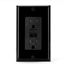GFCI Outlet 15 Amp, Self-Test GFI Electrical Outlet, Tamper GFCI Receptacle with Wall Plate Black
