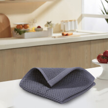 AuroraX Cotton Kitchen Towels – Absorbent Terry & Waffle Weave, Black, Reusable, Quick-Drying, Decorative Dish Cloths (Compatible with Standard