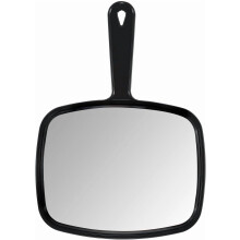 Hand Mirror, 10.3" L x 7.4" W Salon Barber Hairdressing Handheld Mirror with Handle, Square Black