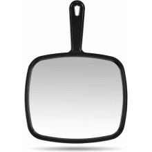 Hand Mirror, 12.4" L x 9" W Salon Barber Hairdressing Handheld Mirror with Handle, Square Black