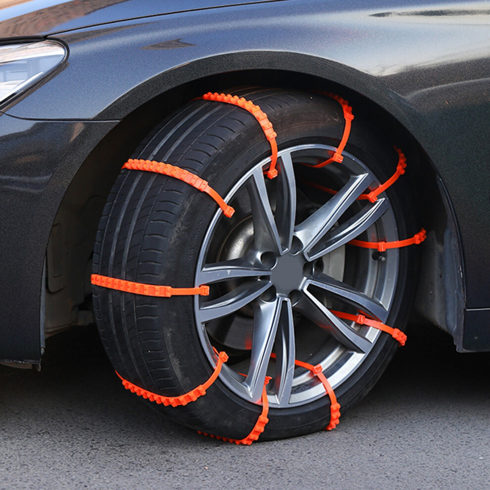 Reusable Snow Tire Chains, 1Pc Anti-Skid Nylon Traction Chains For Suv/Pickup, Adjustable, Compatible With 16Â22" Tires Orange 9448483451437