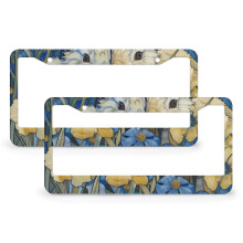 Wild Bunny Floral License Plate Frame Set Aluminum 2 PCS