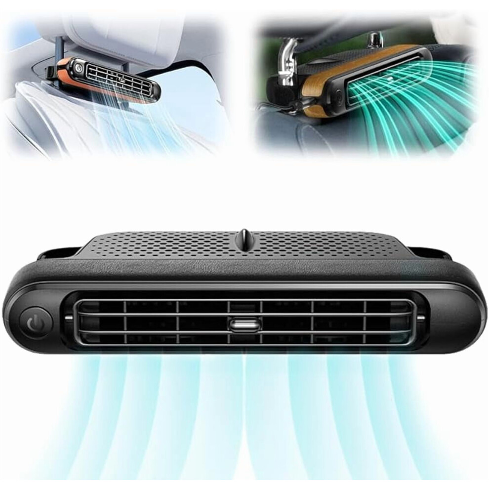 Car Seat Cooling Fan, 3-Speed Portable Backseat Fan, Quiet & Space-Saving, Compatible With All Cars (Black) Black 9448483451703