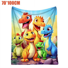 Dinosaurier-Decke mit künstlerischem Druck, Flanell-Wohndecke, weiche, lustige Kuscheldecke mit niedlichen Dinosauriern in HD-Digitaldruck für die