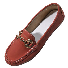 Mocassini piatti da donna rossi, modello casual con punta arrotondata, stile francese, suola morbida, comodi per esterni e interni. 1 paio, senza