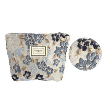 Floral Makeup Bag Zipper Flower Cosmetic Pouch Aesthetic Women Cosmetic Bags Coin Purse Gray Blue