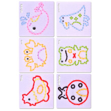 Cartoon Sewing Kits Toy Craft Project Set Lacing Threading Toy For Toddler Hand and Eye Coordination and Shape Matching