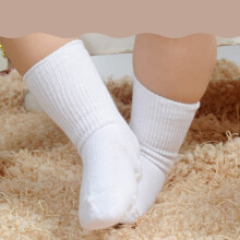 Calzini unisex antiscivolo in cotone con risvolto, per neonati e bambini da 0 a 1 anno (bianchi)