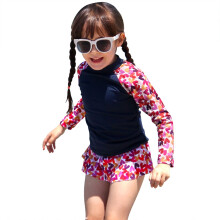 Badetøj til småbørnspiger Badetøj Langærmet Blomsterprint Top Shorts Sommer Strand Tankini Sæt Størrelse 18-24 Måneder