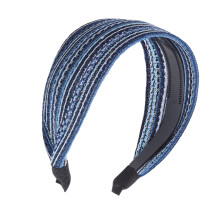 Diademas anchas para mujer, diadema bohemia extra ancha, cintas para la cabeza grandes, color azul.