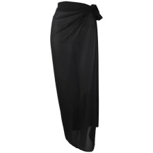 Triani stranddækkende wraps, dame badedragt cover up, bikini badedragt wrap nederdele til ferie, ensfarvet trykt strand badetøj chiffon, sort