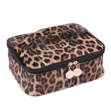 Hartty make-uptas met luipaardprint, compartiment van imitatieleer, lichtgewicht, multifunctionele reis- en cosmeticatas voor op vakantie,
