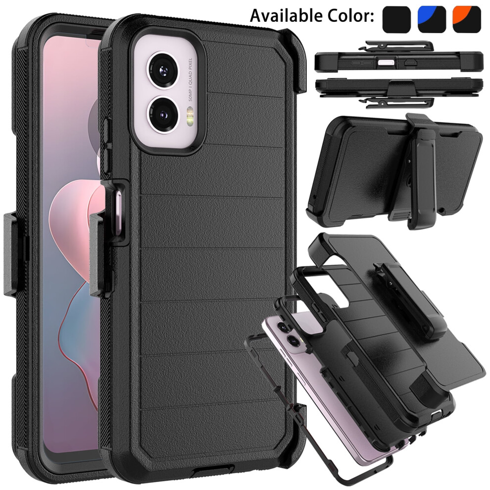 Motorola Moto G Power 5G 2024 Case With Built-In Screen Protector, Holster Belt Clip, Military-Grade Rugged Kickstand Cover Â Black 9448483554688