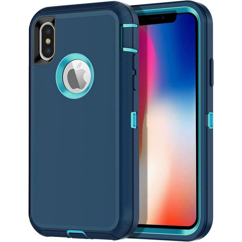 Heavy Duty Case Designed For Compatible With Iphone Xs Max, Shockproof Triple Layer Rugged Case, Teal Blue 9448483555517