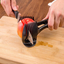 Conjunto de 4 fatiadores de cozinha para tomate e limão com design de grampo, mola de aço inoxidável ABS