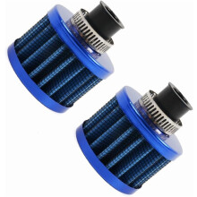 2 stk. luftfilter, koldluftindtagsfilter, udluftningsfilter, 12 mm ventildæksel, udluftningsfilter til bil og motorcykel (blå)